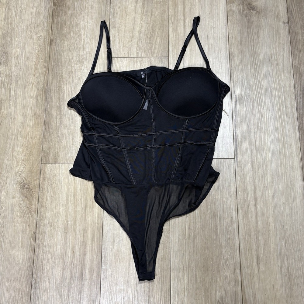 NWT Black Mesh Bodysuit Teddy 3XL XXXL  Women's‎ Lingerie One Piece By IRIS